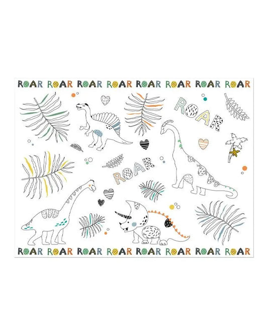 Dino Roars Colour-In Paper Placemats (6 pack -  4cm x 3cm)